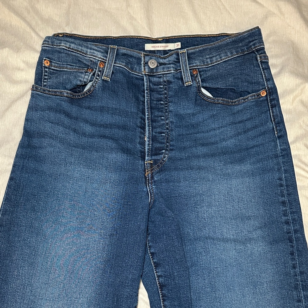 Levi's Dark Blue Straight-Leg Jeans - Picture 2 of 9